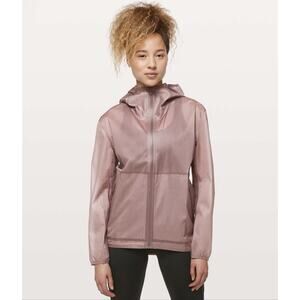 Lululemon Sheerjoy Pink Full Zip Waterproof Hooded Jacket Women's 8 Lightweight